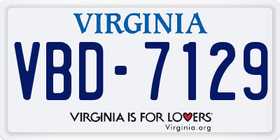 VA license plate VBD7129