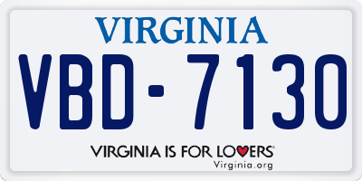 VA license plate VBD7130