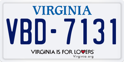 VA license plate VBD7131