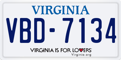 VA license plate VBD7134