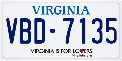 VA license plate VBD7135