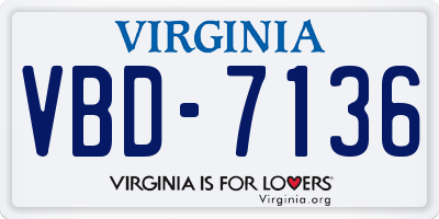 VA license plate VBD7136