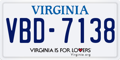 VA license plate VBD7138