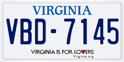 VA license plate VBD7145