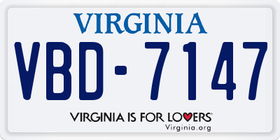 VA license plate VBD7147