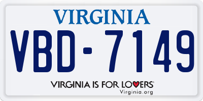 VA license plate VBD7149
