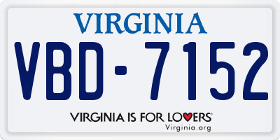 VA license plate VBD7152