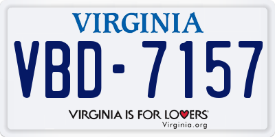 VA license plate VBD7157