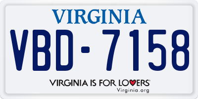 VA license plate VBD7158