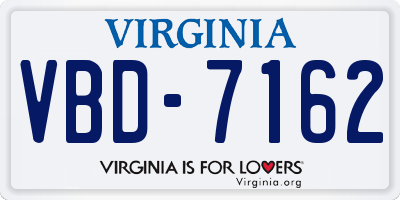 VA license plate VBD7162
