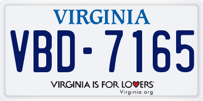 VA license plate VBD7165