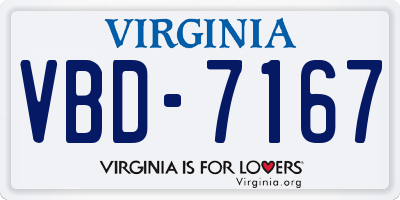 VA license plate VBD7167