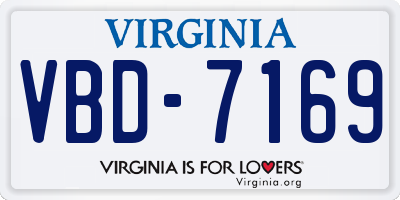 VA license plate VBD7169
