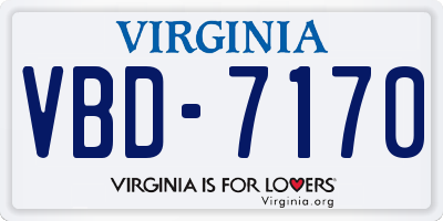 VA license plate VBD7170