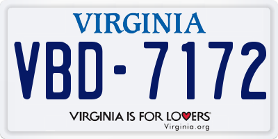 VA license plate VBD7172