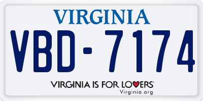VA license plate VBD7174