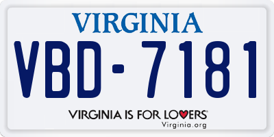 VA license plate VBD7181
