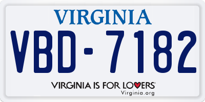 VA license plate VBD7182
