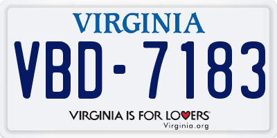 VA license plate VBD7183
