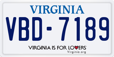 VA license plate VBD7189