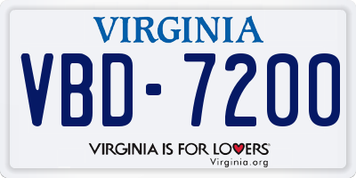 VA license plate VBD7200
