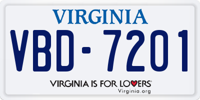 VA license plate VBD7201