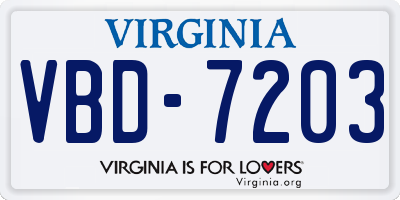 VA license plate VBD7203