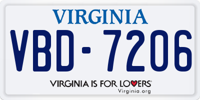 VA license plate VBD7206