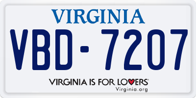VA license plate VBD7207