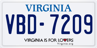 VA license plate VBD7209