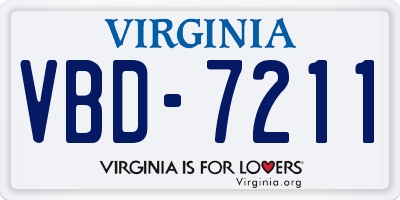 VA license plate VBD7211