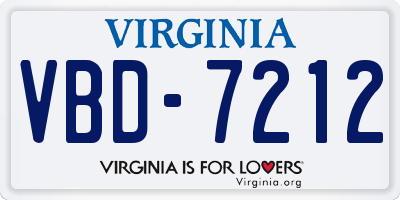 VA license plate VBD7212