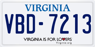 VA license plate VBD7213