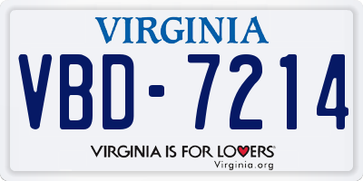 VA license plate VBD7214