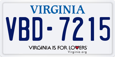 VA license plate VBD7215