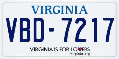 VA license plate VBD7217