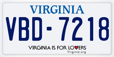 VA license plate VBD7218