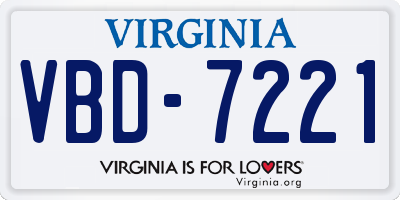 VA license plate VBD7221