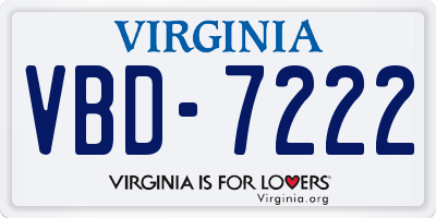 VA license plate VBD7222