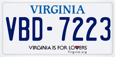 VA license plate VBD7223