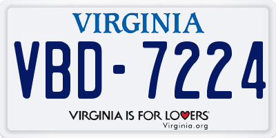 VA license plate VBD7224