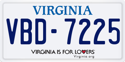 VA license plate VBD7225