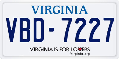 VA license plate VBD7227