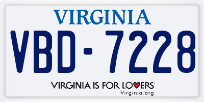 VA license plate VBD7228