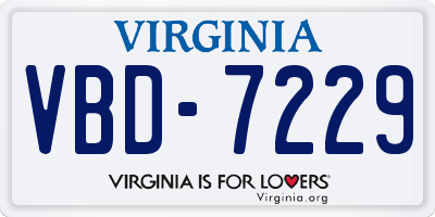 VA license plate VBD7229