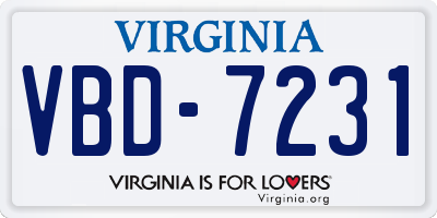 VA license plate VBD7231