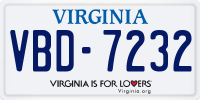 VA license plate VBD7232