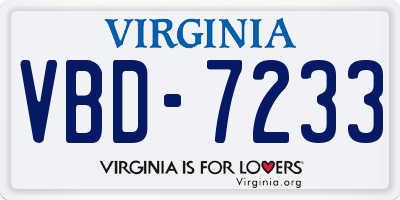 VA license plate VBD7233