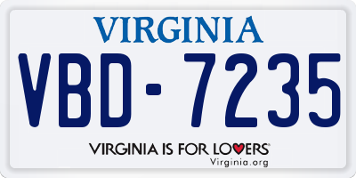 VA license plate VBD7235