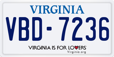 VA license plate VBD7236